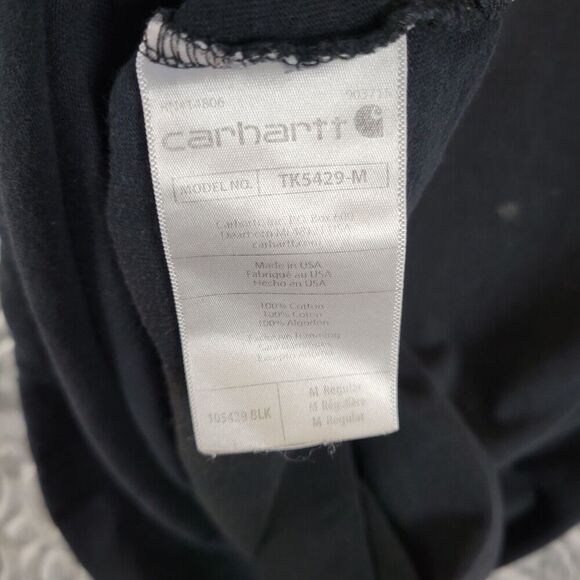 Carhartt T-Shirt Men's Medium Black Long Sleeve Flag Relaxed Fit Made in USA - Picture 11 of 13